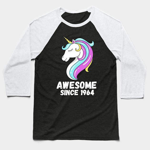 Awesome Since 1964, Unicorn 1964 Baseball T-Shirt by ahmad211